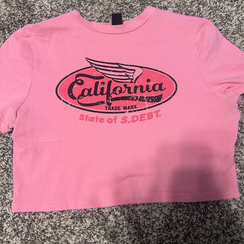SHEIN Pink California Graphic Tee